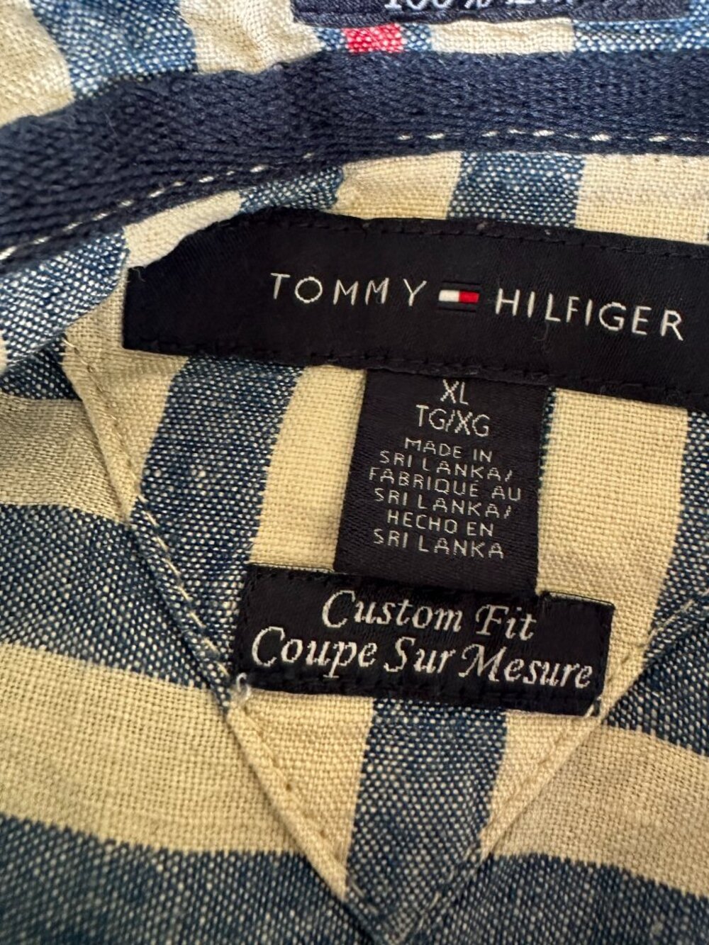 Tommy Hilfiger Custom Fit Linen Men's Striped SS Button Front Shirt XL - Picture 2 of 3